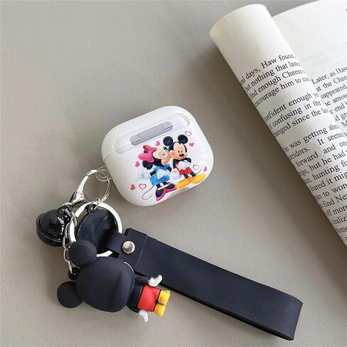 OINbxw لغطاء حافظة Airpods الجيل الثالث، حافظة AirPods 3 مخصصة مع سلسلة مفاتيح بحبل كرتوني لطيف بتصميم الرسوم المتحركة سلسلة AirpodS 3 حافظة للنساء والفتيات [مصباح LED أمامي مرئي] (ميكي) in Kuwait