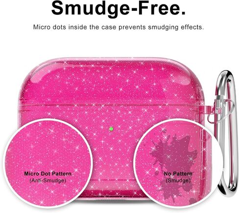 Svanove for Airpods Pro 2nd Generation Case Clear Glitter (USB-C 2023/2022/2019), Cute Sparkle Bling Shiny Sparkly Transparent Airpods Pro 2 Case Cover, Soft TPU Airpods Case for Women, Neon Hot Pink in Kuwait