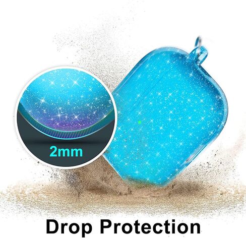 Svanove for Airpods Pro 2nd Generation Case Clear Glitter (USB-C 2023/2022/2019), Cute Sparkle Bling Shiny Sparkly Transparent Airpods Pro 2 Case Cover, Soft TPU Airpods Case for Women, Neon Hot Pink in Kuwait