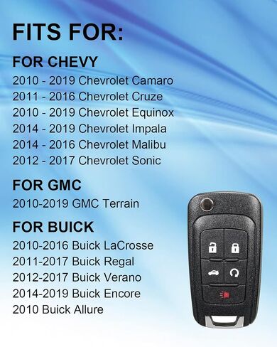 حافظة CAUORMOTE Key Fob Shell لسيارة Chevy Camaro Cruze Equinox Impala Malibu Sonic GMC، OHT01060512 315MHZ، عبوتان (قذائف فقط) in Saudi Arabia
