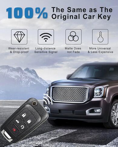 حافظة CAUORMOTE Key Fob Shell لسيارة Chevy Camaro Cruze Equinox Impala Malibu Sonic GMC، OHT01060512 315MHZ، عبوتان (قذائف فقط) in Saudi Arabia