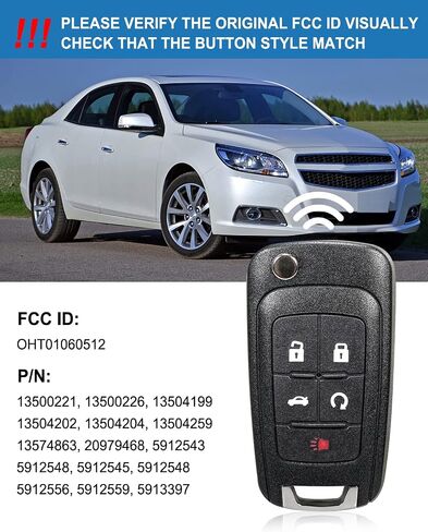 حافظة CAUORMOTE Key Fob Shell لسيارة Chevy Camaro Cruze Equinox Impala Malibu Sonic GMC، OHT01060512 315MHZ، عبوتان (قذائف فقط) in Saudi Arabia