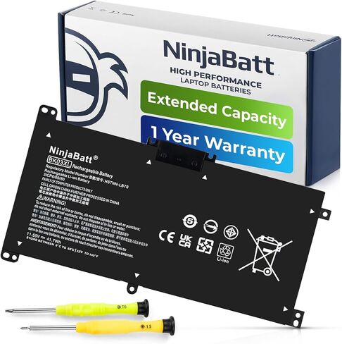NinjaBatt BK03XL بطارية HP بافيليون X360 14-BA000 14M-BA000:14m-ba011dx 14m-ba013dx 14m-ba015dx 14m-ba114dx 14-ba253cl 14-ba125cl 14-ba175nr 14-ba051cl 916366- 421 541 916811-855 (11.4 فولت/41.7 هل) in Kuwait