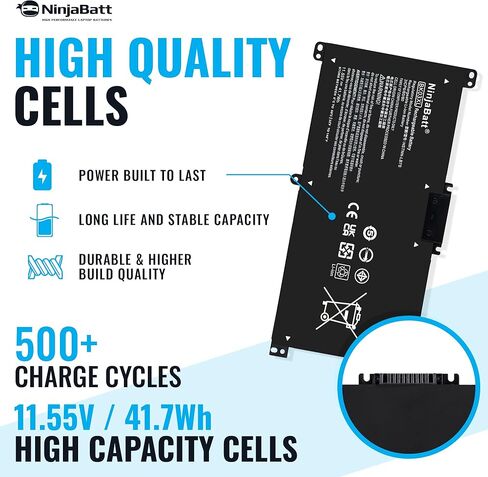 NinjaBatt BK03XL بطارية HP بافيليون X360 14-BA000 14M-BA000:14m-ba011dx 14m-ba013dx 14m-ba015dx 14m-ba114dx 14-ba253cl 14-ba125cl 14-ba175nr 14-ba051cl 916366- 421 541 916811-855 (11.4 فولت/41.7 هل) in Kuwait