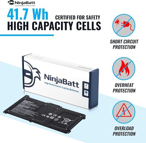 NinjaBatt BK03XL بطارية HP بافيليون X360 14-BA000 14M-BA000:14m-ba011dx 14m-ba013dx 14m-ba015dx 14m-ba114dx 14-ba253cl 14-ba125cl 14-ba175nr 14-ba051cl 916366- 421 541 916811-855 (11.4 فولت/41.7 هل) in Kuwait