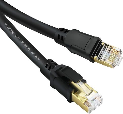 كابل إيثرنت YixGH Cat8 بطول 150 قدمًا، سلك شبكة الإنترنت، أسلاك LAN بسرعة 40 جيجابت في الثانية 2000 ميجا هرتز، كابلات SSTP LAN عالية السرعة مع موصل RJ45 مطلي بالذهب لجهاز التوجيه والمودم والألعاب وXbox (150 قدمًا) in Kuwait