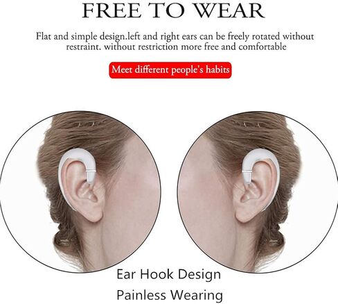 Sunffice Ear Hook Bluetooth Wireless Headphone,Non Ear Plug Headset with Microphone,Single Ear Noise Cancelling Earphones Painless Wearing for Android Smartphones,iPhone14 13 12 11 X 8 (Black) in Kuwait