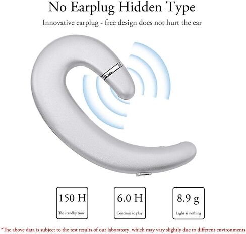 Sunffice Ear Hook Bluetooth Wireless Headphone,Non Ear Plug Headset with Microphone,Single Ear Noise Cancelling Earphones Painless Wearing for Android Smartphones,iPhone14 13 12 11 X 8 (Black) in Kuwait