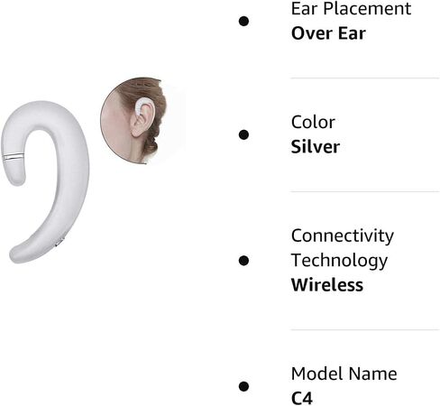 Sunffice Ear Hook Bluetooth Wireless Headphone,Non Ear Plug Headset with Microphone,Single Ear Noise Cancelling Earphones Painless Wearing for Android Smartphones,iPhone14 13 12 11 X 8 (Black) in Kuwait