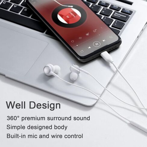 سماعات رأس USB C لهاتف iPhone 15 Pro Max USB من النوع C سماعات أذن سلكية بخاصية إلغاء الضوضاء داخل الأذن مع ميكروفون لجهاز iPad Pro وSamsung Galaxy S23 S22 Ultra S21 FE Z Flip 4 Pixel 5 4a 3a Oneplus، عبوتان in Saudi Arabia