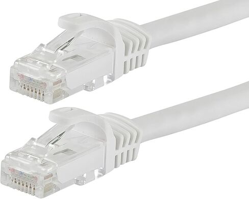 Monoprice - 111306 Flexboot Cat5e Ethernet Patch Cable - سلك إنترنت الشبكة - RJ45، مجدولة، 350 ميجا هرتز، UTP، سلك نحاسي عاري نقي، 24AWG، 2 قدم، أبيض in Kuwait