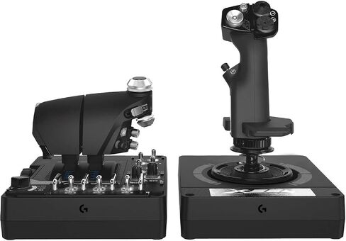 وحدة تحكم ألعاب Logitech G X56 H.O.T.A.S Throttle and Joystick Flight Simulator، 4 خيارات زنبركية، +189 وحدة تحكم قابلة للبرمجة، إضاءة RGB، 2x USB، جهاز كمبيوتر - أسود (متجدد) in Saudi Arabia