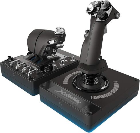 وحدة تحكم ألعاب Logitech G X56 H.O.T.A.S Throttle and Joystick Flight Simulator، 4 خيارات زنبركية، +189 وحدة تحكم قابلة للبرمجة، إضاءة RGB، 2x USB، جهاز كمبيوتر - أسود (متجدد) in Saudi Arabia