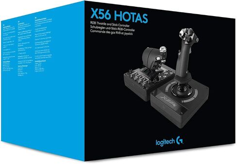 وحدة تحكم ألعاب Logitech G X56 H.O.T.A.S Throttle and Joystick Flight Simulator، 4 خيارات زنبركية، +189 وحدة تحكم قابلة للبرمجة، إضاءة RGB، 2x USB، جهاز كمبيوتر - أسود (متجدد) in Saudi Arabia