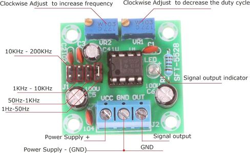 NOYITO NE555 Pulse Module Rectangular Square Wave Signal Generator 1Hz-200kHz Frequency Duty Cycle Adjustable DC5-15V in Saudi Arabia