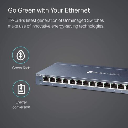 TP-Link 16 Port Gigabit Ethernet Network Switch | Desktop/ Wall-Mount | Lifetime Protection | Fanless | Sturdy Metal w/ Shielded Ports | Traffic Optimization | Unmanaged (TL-SG116) (Renewed) in Saudi Arabia