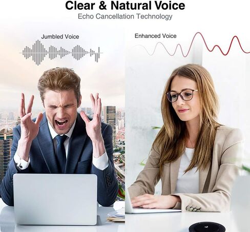 مكبر صوت USB AV Access صوت مزدوج كامل، مع 4 ميكروفونات، التقاط صوت 360 درجة بطول 5 أمتار، صوت عالٍ وواضح، إلغاء الصدى، مكبر صوت ميكروفون الكمبيوتر للمكالمات الجماعية لفرق Skype Zoom in Kuwait