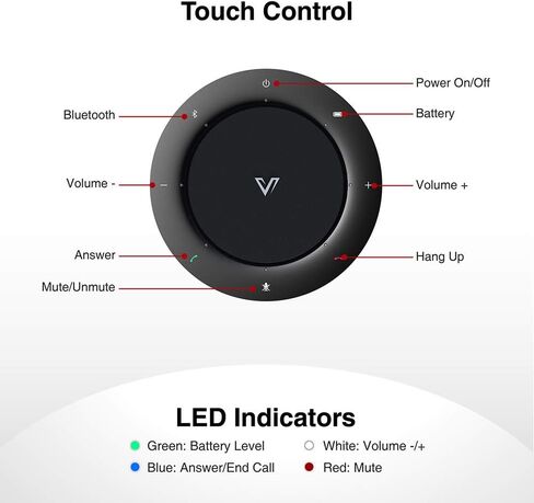 مكبر صوت USB AV Access صوت مزدوج كامل، مع 4 ميكروفونات، التقاط صوت 360 درجة بطول 5 أمتار، صوت عالٍ وواضح، إلغاء الصدى، مكبر صوت ميكروفون الكمبيوتر للمكالمات الجماعية لفرق Skype Zoom in Kuwait