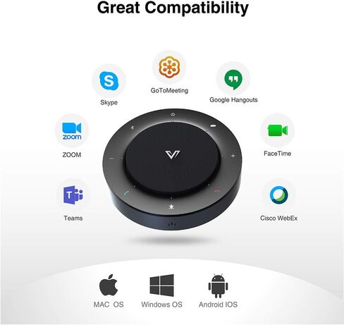 مكبر صوت USB AV Access صوت مزدوج كامل، مع 4 ميكروفونات، التقاط صوت 360 درجة بطول 5 أمتار، صوت عالٍ وواضح، إلغاء الصدى، مكبر صوت ميكروفون الكمبيوتر للمكالمات الجماعية لفرق Skype Zoom in Kuwait