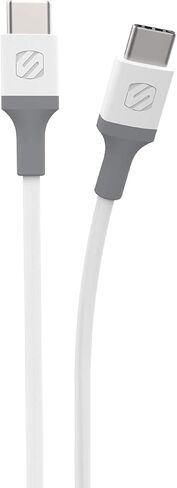 Scosche CC4WG-SP كابل شحن مزامنة USB-C إلى USB-C Strikeline، 4 أقدام، أبيض/رمادي in Saudi Arabia