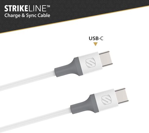 Scosche CC4WG-SP كابل شحن مزامنة USB-C إلى USB-C Strikeline، 4 أقدام، أبيض/رمادي in Saudi Arabia