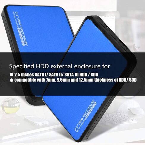 حافظة صندوق محرك الأقراص الصلبة الخارجية HDD USB3.0 إلى 2.5 بوصة محول SATA SDD (معدل نقل يصل إلى 5 جيجابت في الثانية) لـ 2.5 بوصة SATA I/ SATA II/ SATA III HDD / SDD (أزرق) in Kuwait