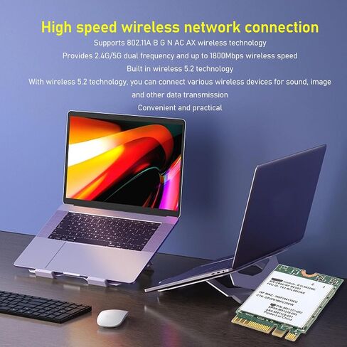 بطاقة WiFi Acogedor RTL8852BE، بطاقة لاسلكية بلوتوث 5.2 M.2 WIFI6، بطاقة شبكة مزدوجة النطاق 1800 ميجابت في الثانية، تدعم MU MIMO، للكمبيوتر المحمول in Saudi Arabia
