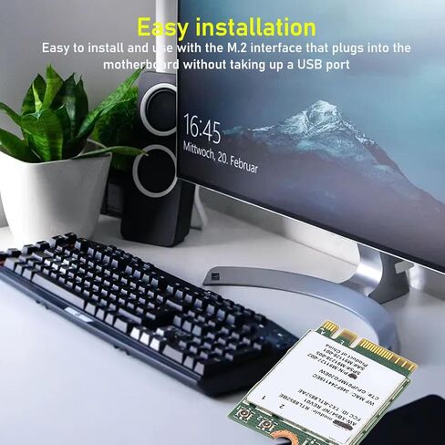بطاقة WiFi Acogedor RTL8852BE، بطاقة لاسلكية بلوتوث 5.2 M.2 WIFI6، بطاقة شبكة مزدوجة النطاق 1800 ميجابت في الثانية، تدعم MU MIMO، للكمبيوتر المحمول in Saudi Arabia