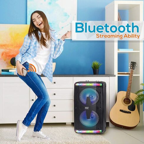 مكبر صوت بلوتوث ونظام ميكروفون من بايل - مكبر صوت ستيريو كاريوكي محمول مع ميكروفون سلكي، مصابيح LED مدمجة للحفلات، MP3/USB، راديو FM (مكبرات صوت 6.5 بوصة، 500 وات بحد أقصى) (PPHP266B.5) in Kuwait