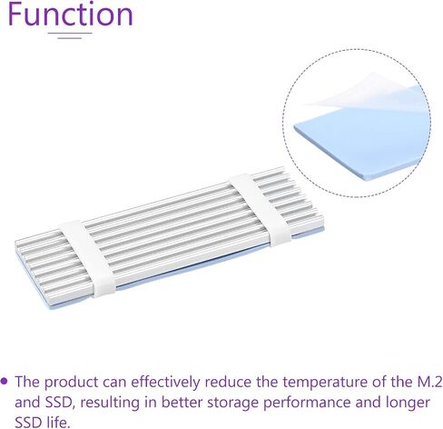DMiotech 70x22x3mm Aluminum Radiator for 2280 Hard Drive Heatsink with Wet and Dry Pack, 1xSilicone Pad Silver Tone for M.2 SSD in Saudi Arabia