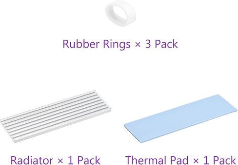 DMiotech 70x22x3mm Aluminum Radiator for 2280 Hard Drive Heatsink with Wet and Dry Pack, 1xSilicone Pad Silver Tone for M.2 SSD in Saudi Arabia
