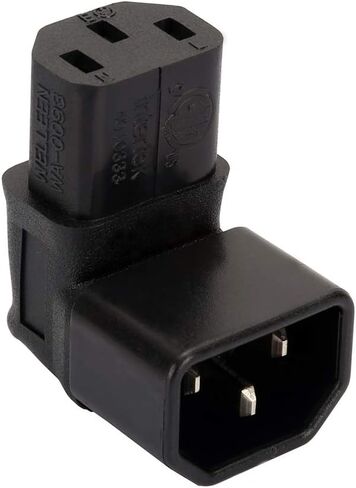 Vellcon [3Pack] IEC 320 C14 إلى C13 محول تيار متردد بزاوية قائمة، IEC 3 أقطاب ذكر إلى أنثى 90 درجة محول تيار متردد بزاوية سفلية، C14 إلى C13 محول تيار متردد بزاوية سفلية رأسية، لون أسود in Kuwait