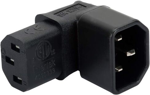 Vellcon [3Pack] IEC 320 C14 إلى C13 محول تيار متردد بزاوية قائمة، IEC 3 أقطاب ذكر إلى أنثى 90 درجة محول تيار متردد بزاوية سفلية، C14 إلى C13 محول تيار متردد بزاوية سفلية رأسية، لون أسود in Kuwait