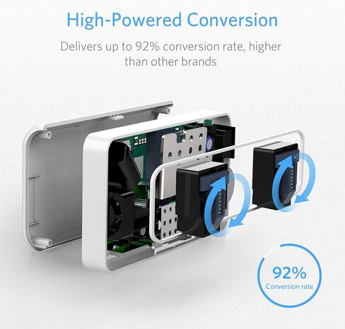 محول الجهد الكهربائي BESTEK 200 واط من 100 فولت إلى 240 فولت مع 4 منافذ USB لشحن جميع أنحاء العالم إلى شاحن السفر الأمريكي (أبيض) in Kuwait