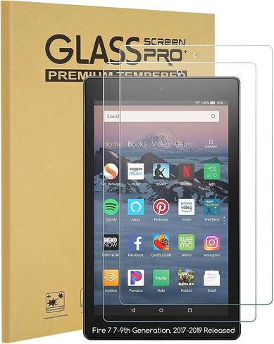 KEANBOLL 2-Pack Tempered Glass Screen Protector Fire 7 Tablet 7 inch (9th and 7th Generation, 2019 and 2017 Release),Scratch Resistant Tempered Glass Screen Protector in Saudi Arabia