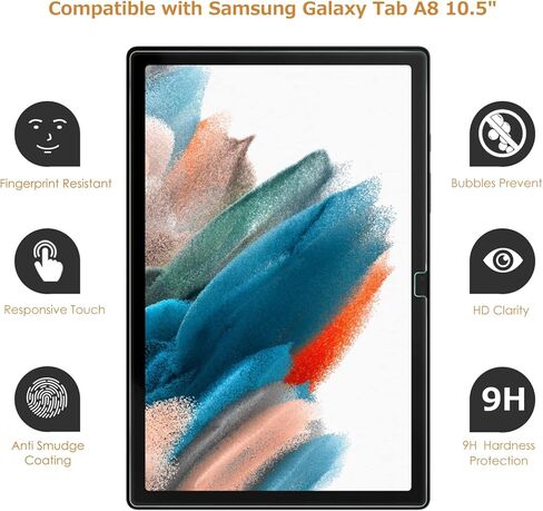 واقيات شاشة Hianjoo متوافقة مع Samsung Galaxy Tab A8 10.5 بوصة، قطعتان بديلتان من الزجاج المقوى لهاتف Samsung Galaxy Tab A8 10.5 بوصة 2022 in Kuwait