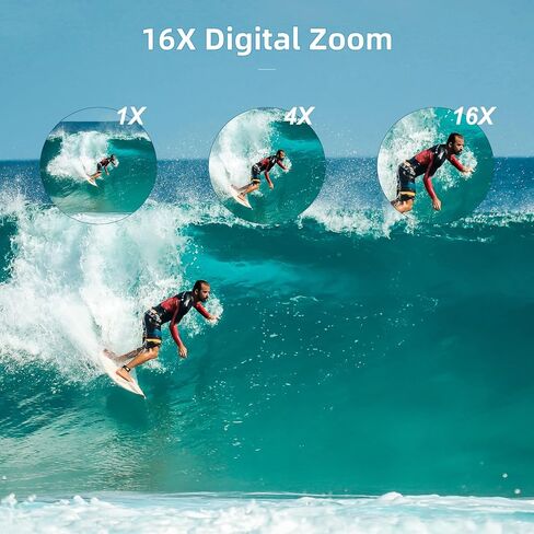 كاميرا رقمية مقاومة للماء، 48 ميجابكسل 2.7 كيه 16X تكبير مزدوج الشاشة مقاومة للماء، كاميرا تحت الماء 10 أقدام للغطس - أصفر in Kuwait