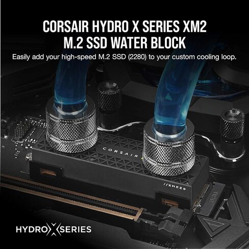 Corsair Hydro X Series XM2 M.2 SSD Water Block - Add Your M.2 SSD to a Custom Cooling Loop - Copper Cold Plate - Easy Installation, Black in Saudi Arabia