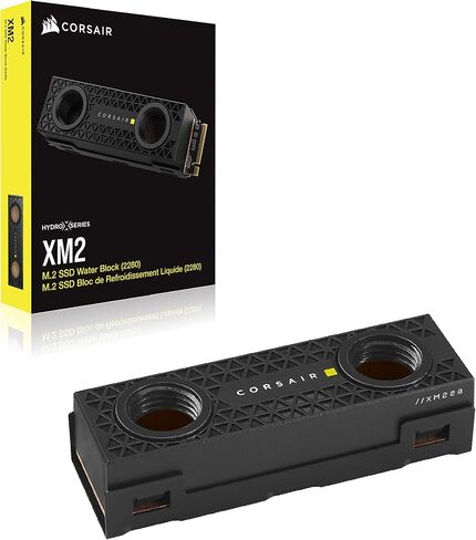 Corsair Hydro X Series XM2 M.2 SSD Water Block - Add Your M.2 SSD to a Custom Cooling Loop - Copper Cold Plate - Easy Installation, Black in Saudi Arabia