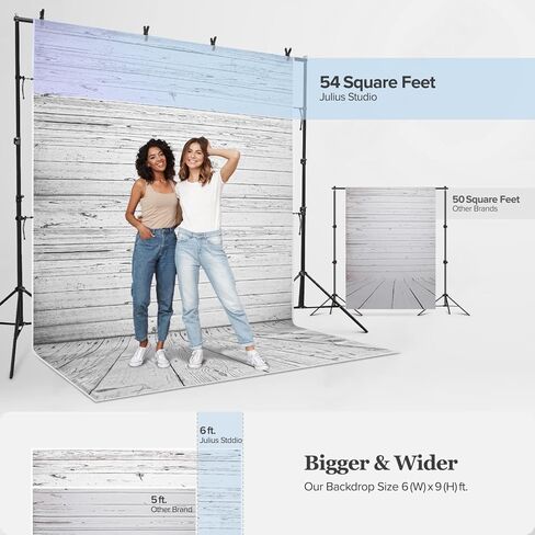 جوليوس ستوديو خلفية ارضية خشبية من الموسلين مع مجموعة اضاءة مظلة، حامل دعم الخلفية، مصباح، مقبس، مشبك زنبركي، عاكس مظلة ابيض واسود، استوديو التصوير الفوتوغرافي، JSAG355 in Kuwait