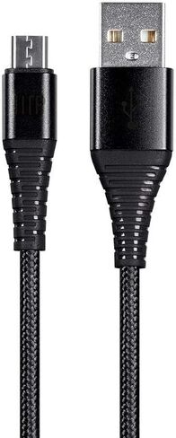 Monoprice USB 2.0 Micro B to Type A Charge & Sync Cable - 6 Feet - Black | Nylon-Braid, Durable, Kevlar-Reinforced - AtlasFlex Series in Saudi Arabia