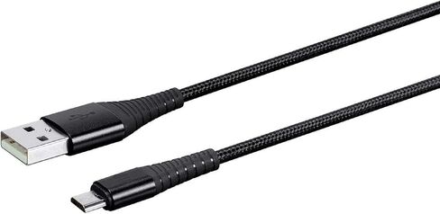 Monoprice USB 2.0 Micro B to Type A Charge & Sync Cable - 6 Feet - Black | Nylon-Braid, Durable, Kevlar-Reinforced - AtlasFlex Series in Saudi Arabia