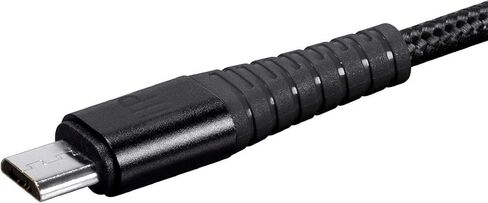 Monoprice USB 2.0 Micro B to Type A Charge & Sync Cable - 6 Feet - Black | Nylon-Braid, Durable, Kevlar-Reinforced - AtlasFlex Series in Saudi Arabia