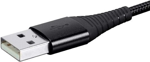 Monoprice USB 2.0 Micro B to Type A Charge & Sync Cable - 6 Feet - Black | Nylon-Braid, Durable, Kevlar-Reinforced - AtlasFlex Series in Saudi Arabia