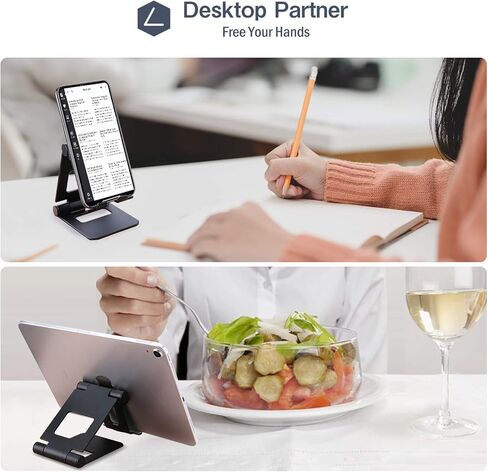 حامل هاتف محمول قابل للطي من ProCase، حامل حامل معدني قابل للتدوير لسطح المكتب لأجهزة iPhone وiPad وKindle وNintendo Switch والهواتف الذكية والكمبيوتر اللوحي حتى 13 بوصة - فضي in Kuwait