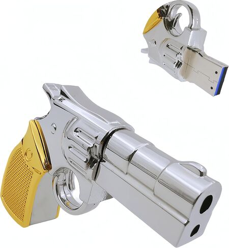 WooTeck 128GB Metal Revolver Gun USB 3.0 Flash Drive Silver in Kuwait
