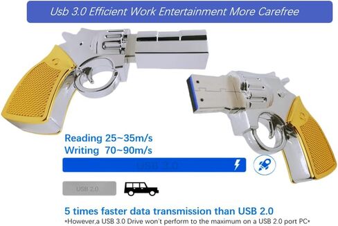 WooTeck 128GB Metal Revolver Gun USB 3.0 Flash Drive Silver in Kuwait