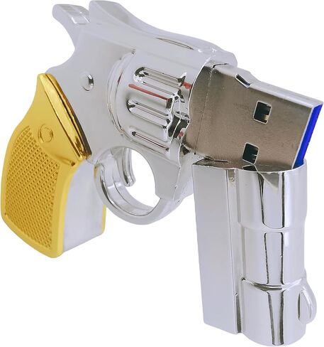 WooTeck 128GB Metal Revolver Gun USB 3.0 Flash Drive Silver in Kuwait