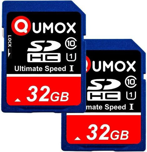 QUMOX 2X 32GB SD HC 32 GB SDHC Class 10 UHS-I بطاقة ذاكرة رقمية آمنة عالية السرعة كتابة 40MB/S سرعة قراءة تصل إلى 80MB/S in Saudi Arabia