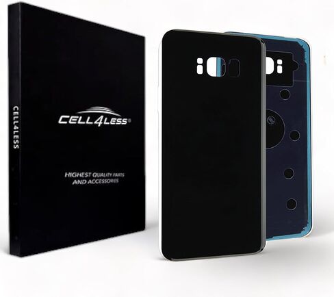 CELL4LESS Replacement Back Glass Cover Back Battery Door w/Pre-Installed Adhesive for Samsung Galaxy S8 Plus OEM - All Models G955 All Carriers- 2 Logo - OEM Replacement (Midnight Black) in Kuwait